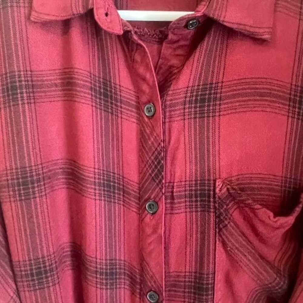 Forever 21 Plaid Shirt Dress Knee Length Tie Waist Long Sleeve Red Size S‎ - Picture 4 of 8